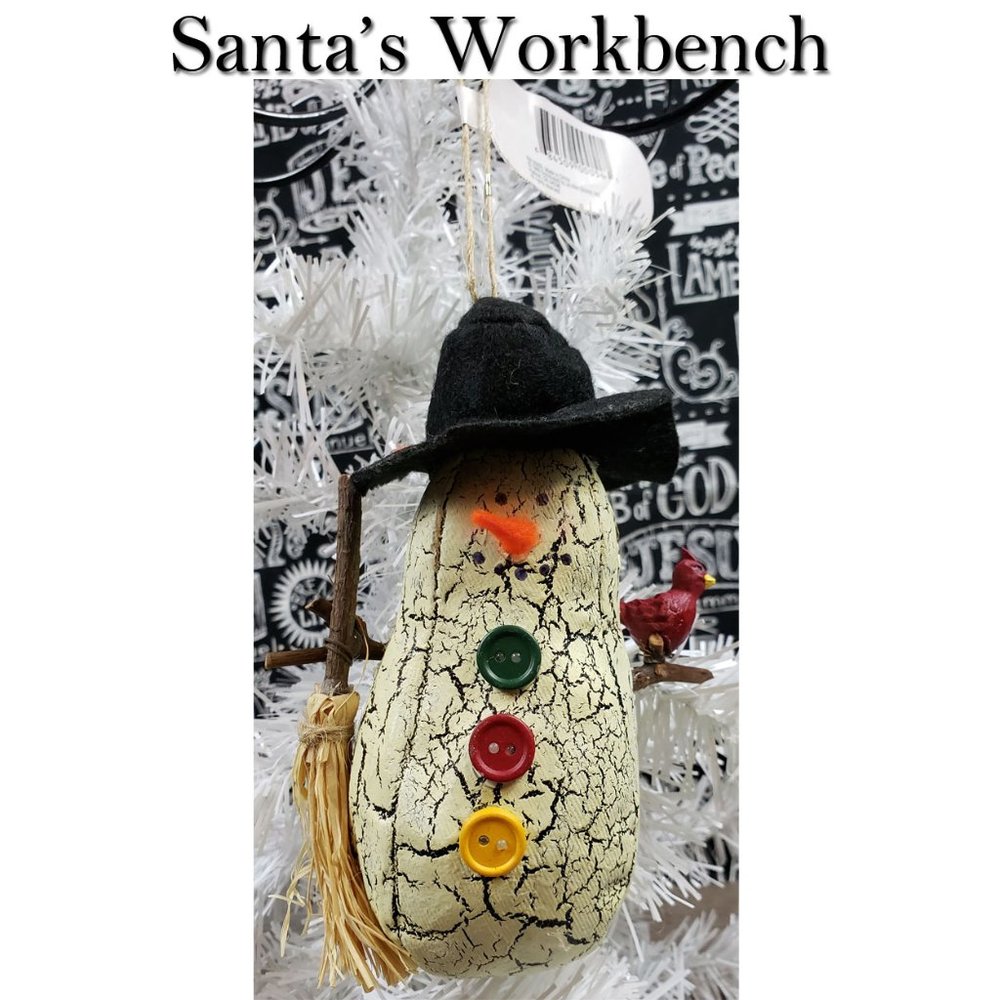 Santa's Workbench Snowman Christmas Ornament NWT